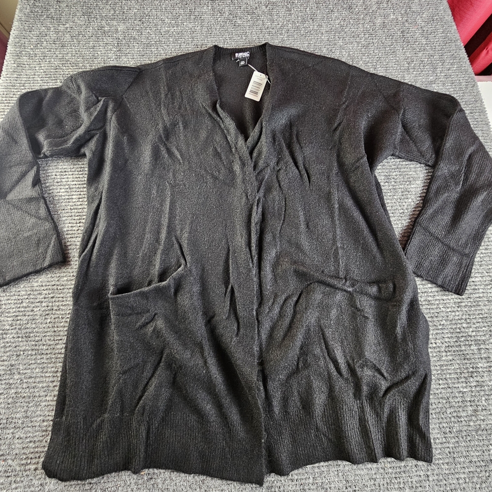 Buffalo David Bitton Women's Knitted Boucle Cozy Cardigan Size 2XL Black New